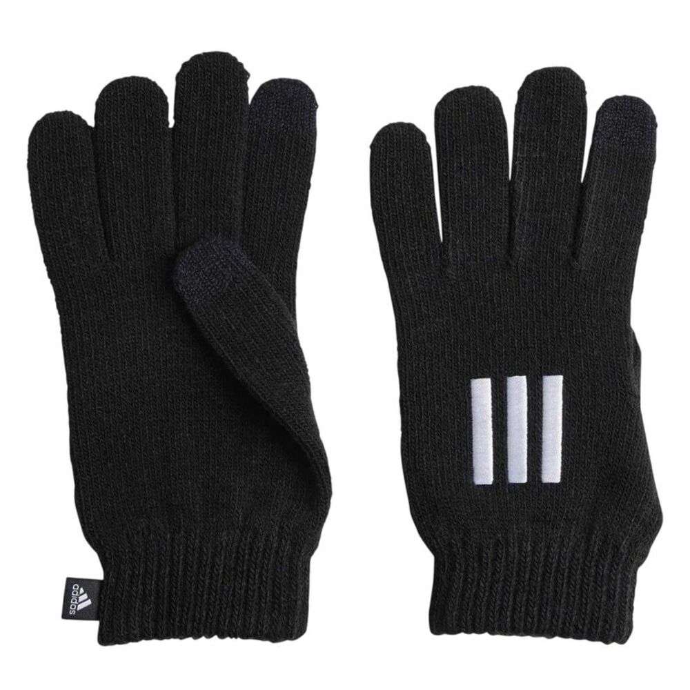 Adidas Mens Cond Knitted 3 Stripes Gloves / Black/White